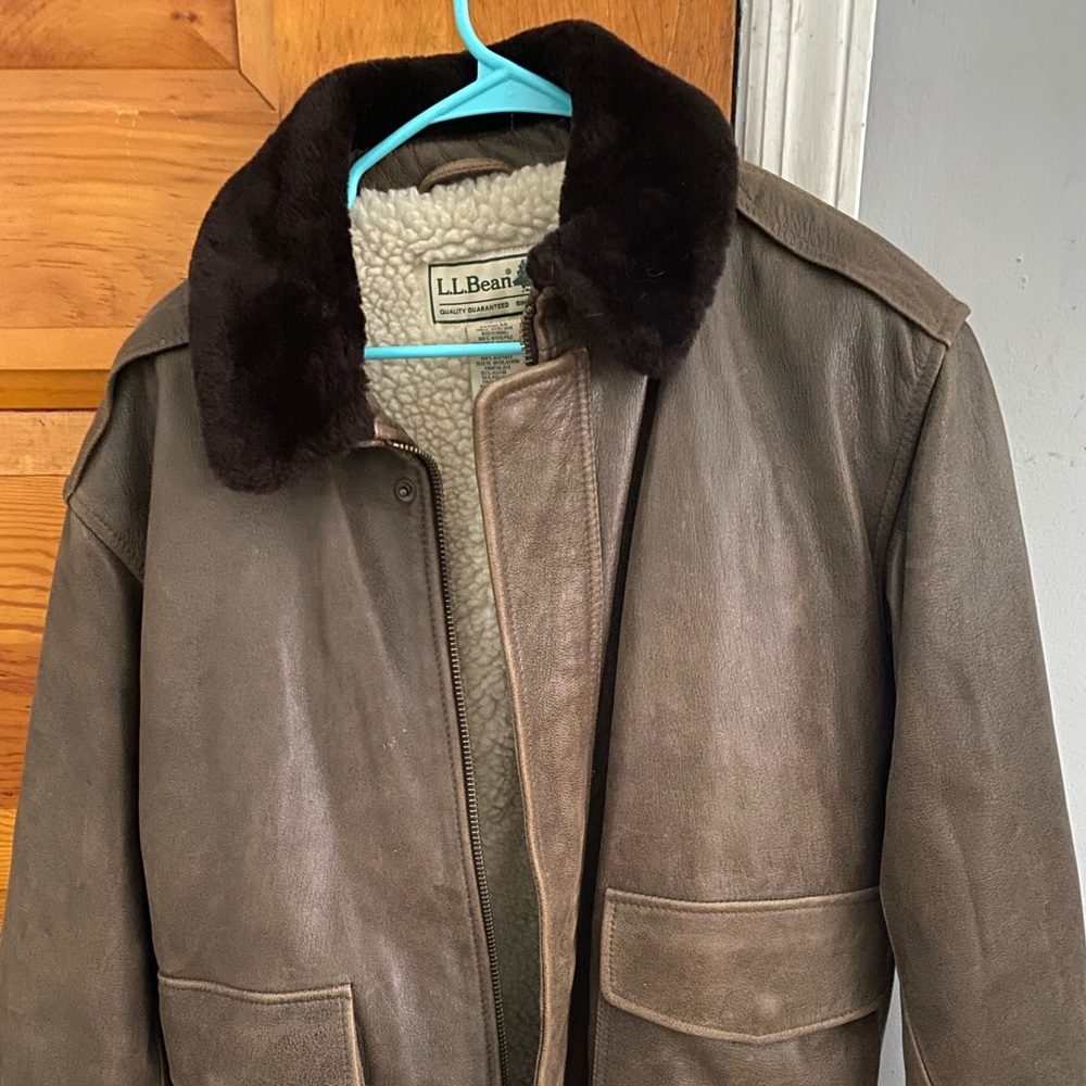 L.L. Bean Flying Tiger Bomber Jacket Shearling L